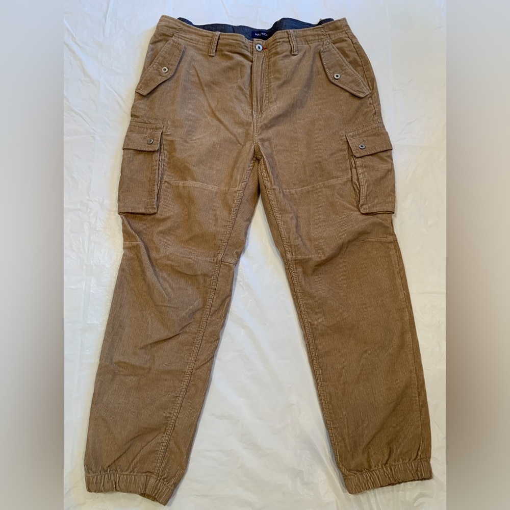 Nautica Pants Men's 40x32 Tan Medium Corduroy Cargo Joggers